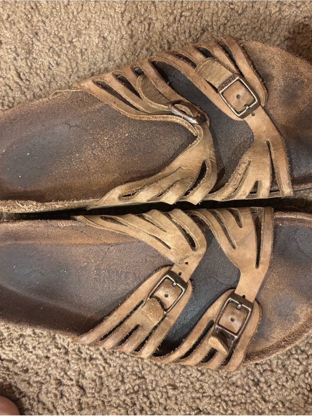 Birkenstock Brown Leather Strappy Slide Sandals with Buckles